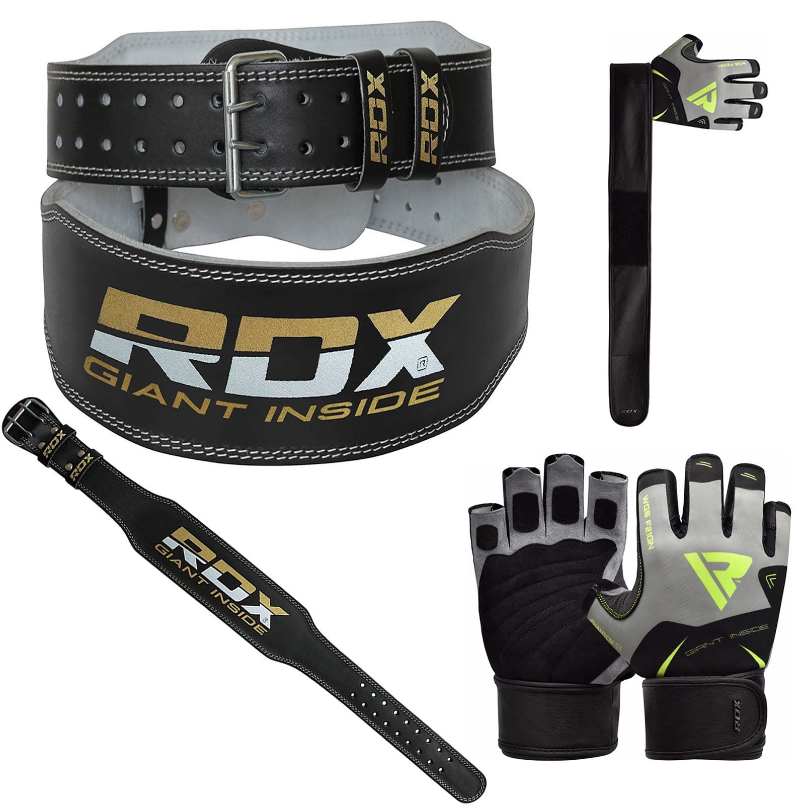 RDX Weight Lifting Gloves Bundle Offer Gym Belt 4&quot;RB