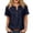 Navy #006, variant on Women's Short Sleeve Henley Shirt Button Front Pocketed Blouse Loose Fit Casual Tops for Work Daily Wear with Pocket, L
