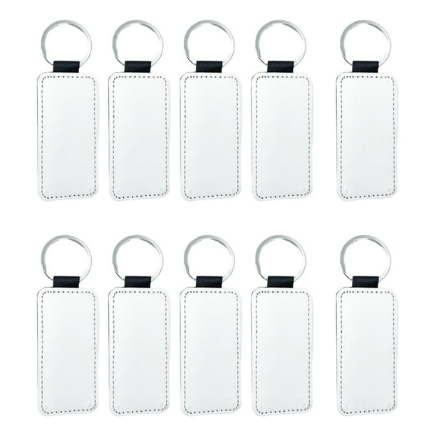 10 llaveros de sublimación en blanco con transferencia de calor para manualidades, llaveros con forma de corazón Rectángulo