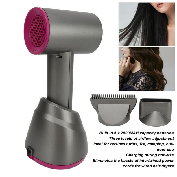 Estink Cordless Blow Dryer Low Noise Hair Dryer Rechargeable Gray Easy To Clean With Fixed Base For Business Trip For Outdoor Us Plug uk Plug eu Plug