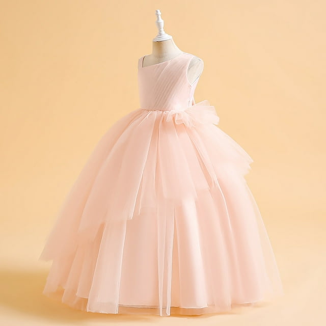 Robes pour Filles - Catégorie de Produit Robe pour Enfants Robe Sans Manches Performance Longue Robe à Pompons Fête Favori Exquis pour Petite Fille
