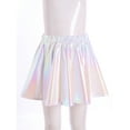 thumbnail image 6 of TiaoBug Kids Girls Sparkle Metallic Skirt Flared Pleated A-Line Mini Skater Ballet Jazz Dance Skirt White 13-14, 6 of 7