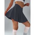thumbnail image 3 of Womens Tennis Skirt with inner Shorts Pockets Shorts Crossover High Waisted Athletic Skorts Skirts for Golf Running Workout and Yoga Sports Activewear Dark grey L, 3 of 7
