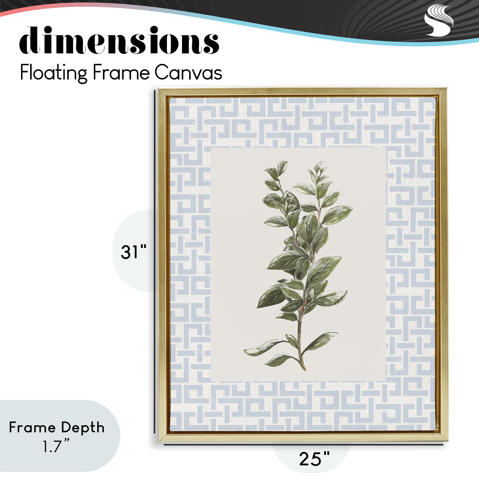 Stupell Industries Fresh Herb on Geometric Gold Framed Floater Canvas Wall Art, design by Diannart