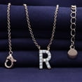thumbnail image 3 of 18K Rose Gold Plated Initial Necklace | Moissanite Diamond Alphabet Necklace | Dainty Necklaces for Her | Letter "R" Pendant Necklace |18" + 2" Adjustable Chain, 3 of 6