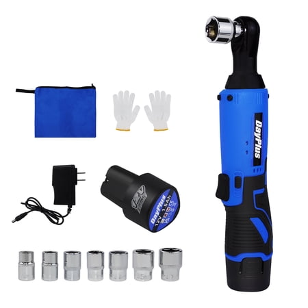 Electric Ratchet Wrench 12V Cordless Ratchet Wrench 2 Pack 1500mAh Rechargeable Batteries, 7pcs Sockets, Powerful 30 ft-lb Torque 230RPM, for Home DIY Installation, Car Repair