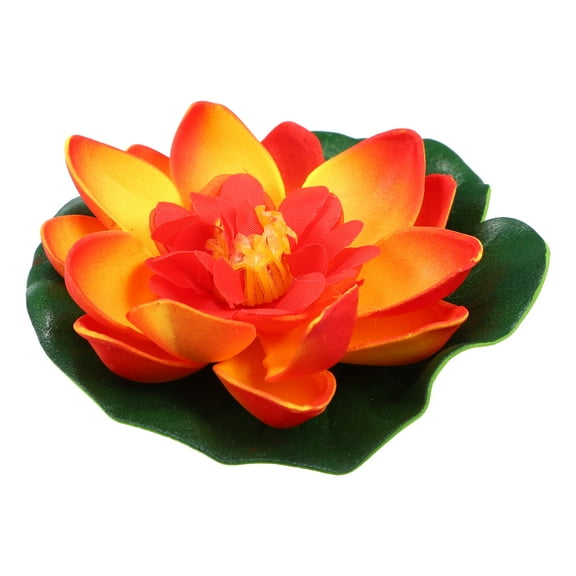 Unique Bargains 1pcs Garden Ponds Pool Decoration Artificial Lotus Flower Orange