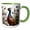 Green/White, variant on 3drose, Ring-necked Pheasant Surrounded by American Pasque Flower, 15oz Two-tone Red Mug