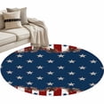 thumbnail image 2 of Country Star Farm Round Area Rug 4 FT, Non Slip Indoor Outdoor Rug, Red Blue Patriots Stripe American Flag Washable Circular Carpet Non-Shedding Floor Mat for Coffee Table Nursery Foyer Balcony, 2 of 9
