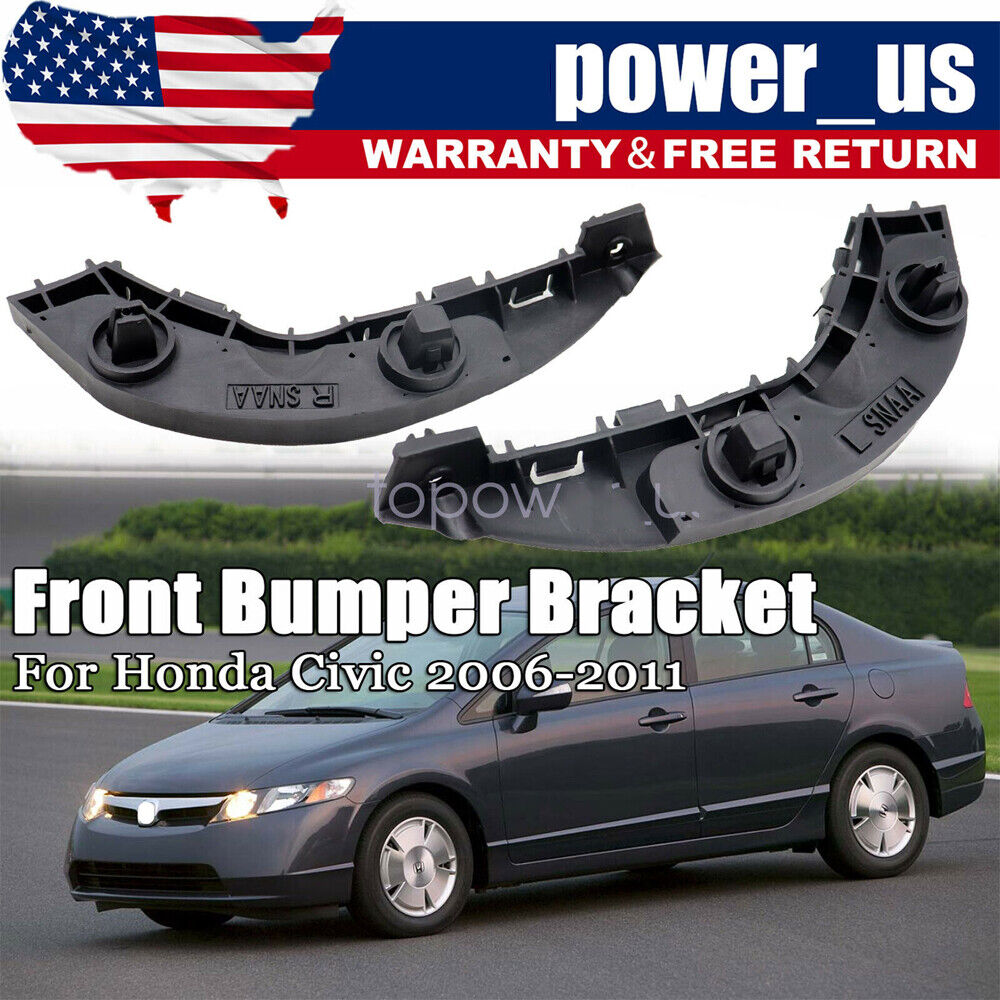 AUXITO Pair Front Bumper Retainer Brackets For 2006-2011 Honda Civic Sedan – Left & Right – Black Plastic