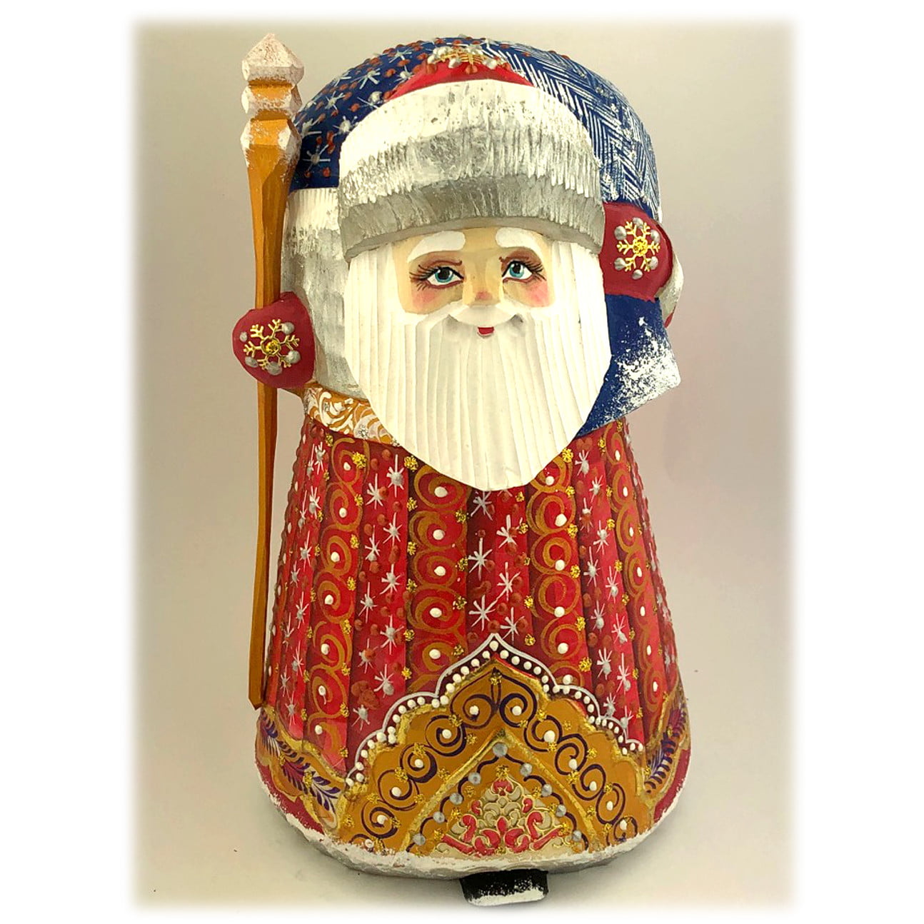 Wooden Russian Carved Santa Christmas gift Hand carved and painted Cristmas decor 10,5 inches'