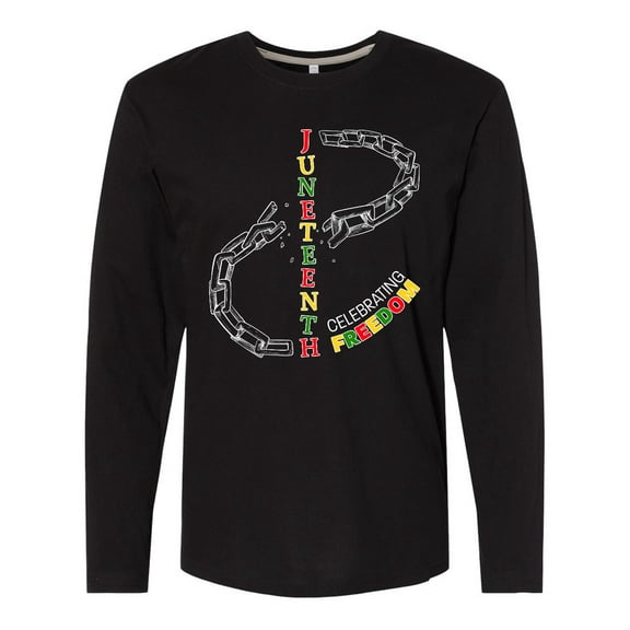 Inktastic Juneteenth-celebrating Freedom Breaking Chains Long Sleeve T-Shirt