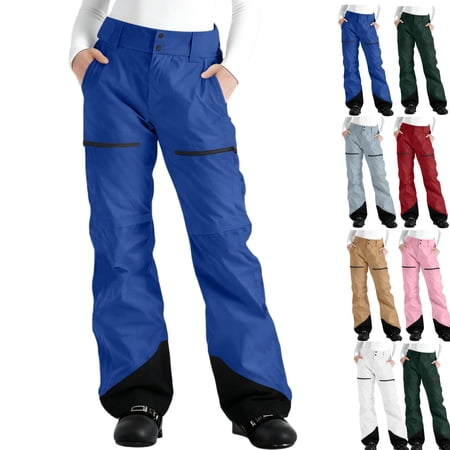 Gamivast Snow Pants Women Waterproof Color Block Straight Leg Ski Pant with Pocktes Lightweight Winter Warm Snowboard Hiking Pants for Outdoor