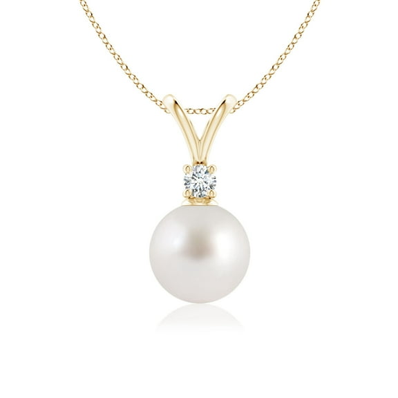 ANGARA South Sea Cultured Pearl V-Bale Pendant in 14K Yellow Gold for Women | June Birthstone, Birthday, Anniversary, Jewelry Gift for Women | Pearl Necklace
