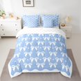 thumbnail image 2 of Manfei Girly Blue Bowknot Bedding Comforter Set 7pcs for Kids, Cute Love Heart Queen Bedding Sets, Princess Cartoon Theme Reversible Queen Sheet Sets, Ultra Soft Home Decor, 2 of 7