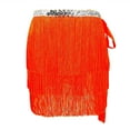 thumbnail image 3 of Tassel Dance Skirts for Women Sequin Waisted Layered Fringe Mini Dancewear Party Skirts Orange One Size, 3 of 7