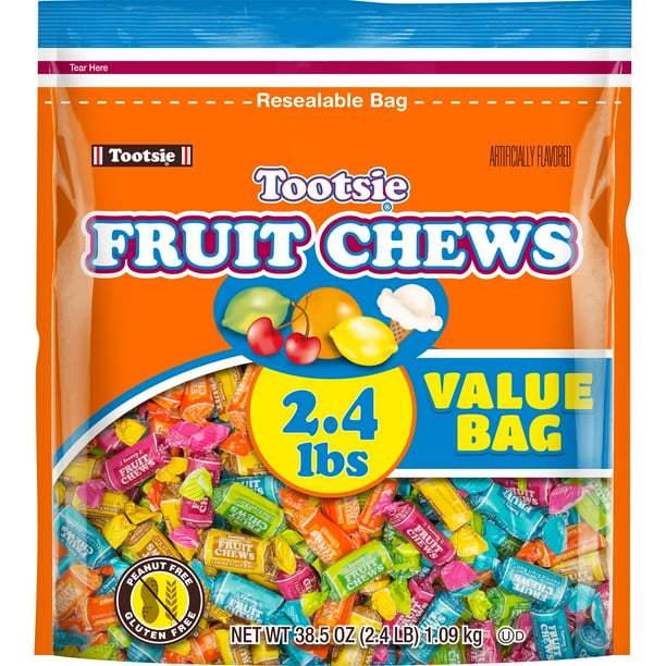 Tootsie Fruit Chews Assorted Fruit Chewy Candy 38.5 oz, Peanut Free