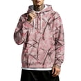 thumbnail image 2 of Dwelliawo Men's Loose Fit Camouflage Hooded Sweatshirt Breathable Casual Daily Pullover Top For Winter Pink 2xL, 2 of 5