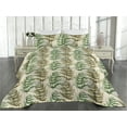 thumbnail image 2 of Ambesonne Woodland Quilted Bedspread Set 3 Pcs, Nature Woods Pattern Boho, Queen, Beige Emerald and Fawn, 2 of 4