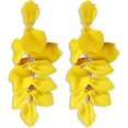 thumbnail image 1 of KAIYANG Pendientes largos de pétalos de rosa acrílicos, pendientes colgantes con flores exageradas, amarillos, 1 of 5