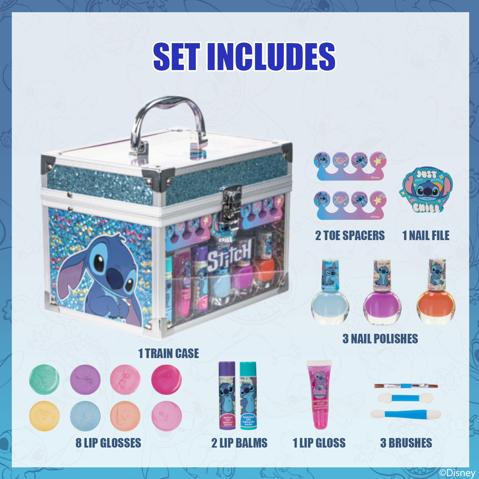 Disney Stitch Kids Makeup Kit For Girls With Train Case photo 7