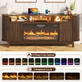 thumbnail image 3 of Blotout 81'' LED Fireplace TV Stand with 36'' Fireplace & Power Outlet for 85/90''TV, Modern Entertainment Center with Fluted Sliding Door & Curved Side Cabinets, Wooden Media Console for Living Room, 3 of 10