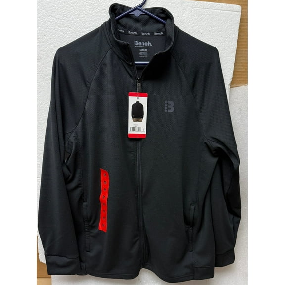 BENCH URBANWEAR MENS FULL ZIP ATHLETIC LIGHTWEIGHT JACKET BLACK Medium