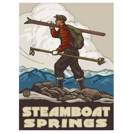Steamboat Springs Colorado Skier Carrying Skis Travel Art Print Poster by Paul A. Lanquist (9