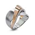 thumbnail image 4 of Rose Gold Bow and Cross Ring for Women Two Tone Alloy Jewelry with Gemstones Gifts for Precious Occasions Wear, 4 of 4