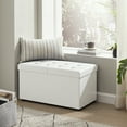 thumbnail image 5 of SONGMICS Folding Storage Ottoman, Storage Bench, Footrest Stool, 15 x 30 x 15 Inches, for Entryway, Living Room, Bedroom, White, 5 of 7