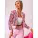 thumbnail image 2 of Disfraz de navidad Top de lentejuelas para mujer, manga larga, brillante, brillante, para fiesta, chaqueta de bombardero Rosa XS, 2 of 6