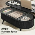 thumbnail image 5 of 39.4" Oval Lift Top Coffee Table with Hidden Storage Compartment - Black, 5 of 8