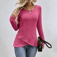 thumbnail image 4 of Women Blouses Lady Fitted T Shirt Womens Long Sleeve Shirt Tall Oversized Button up Old Lady Tops Long Sleeve Active Maternity Shirts Women S T Shirts V Neck for Womens Hot Pink 2XL, 4 of 5