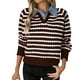 thumbnail image 2 of HongQid Womens Striped Sweater Shirts Lapel V Neck Long Sleeve Strip Knit Pullover Casual Layer Top Jumper Y2K Shirt, 2 of 8