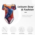 thumbnail image 4 of Balery Vibrant Hummingbird Watercolor Art Body de cuello redondo de manga corta para mujer Tops de manga corta Tops básicos-Small, 4 of 7