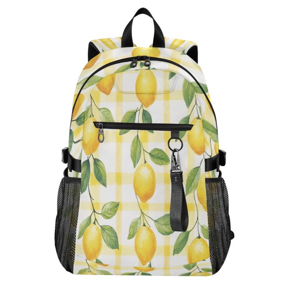 Full‑Print Casual Laptop Backpack, 20L Water‑Resistant Twill Tote Daypack with 14 Inch Computer Compartment for School Business Travel Pretty Lemon