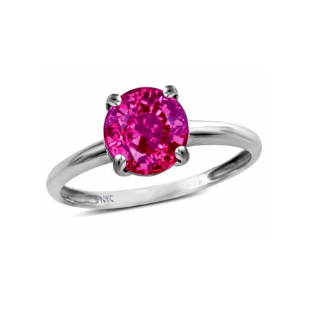 - Star K Simulated Pink Tourmaline Round 7mm Classic Solitaire Engagement Promise Ring