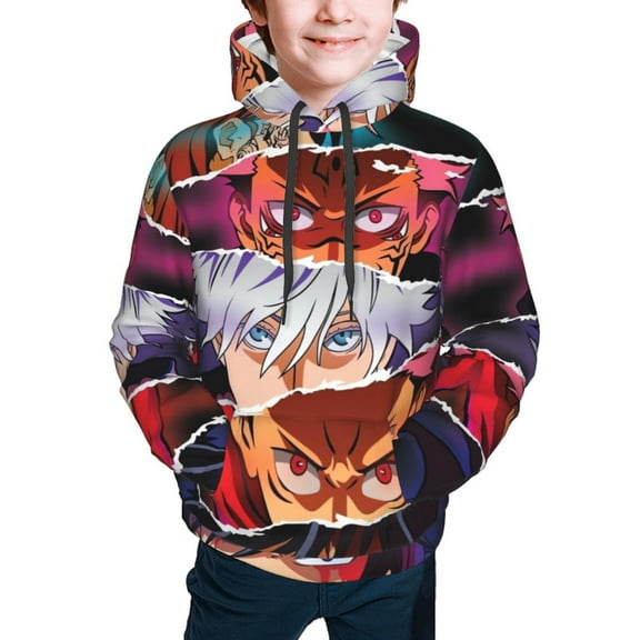 Jujutsu Kaisen Kids' Hoodie 3d Print Sweatshirt Soft Pullover Hooded With Big Pockets For Boys Or Girls Small