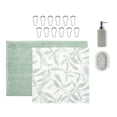 thumbnail image 3 of Mainstays 16-Piece Green Leaf Shower Curtain Bathroom Set - Fabric Curtain with Rug, Hooks, Soap Dispenser & Tray, 3 of 16