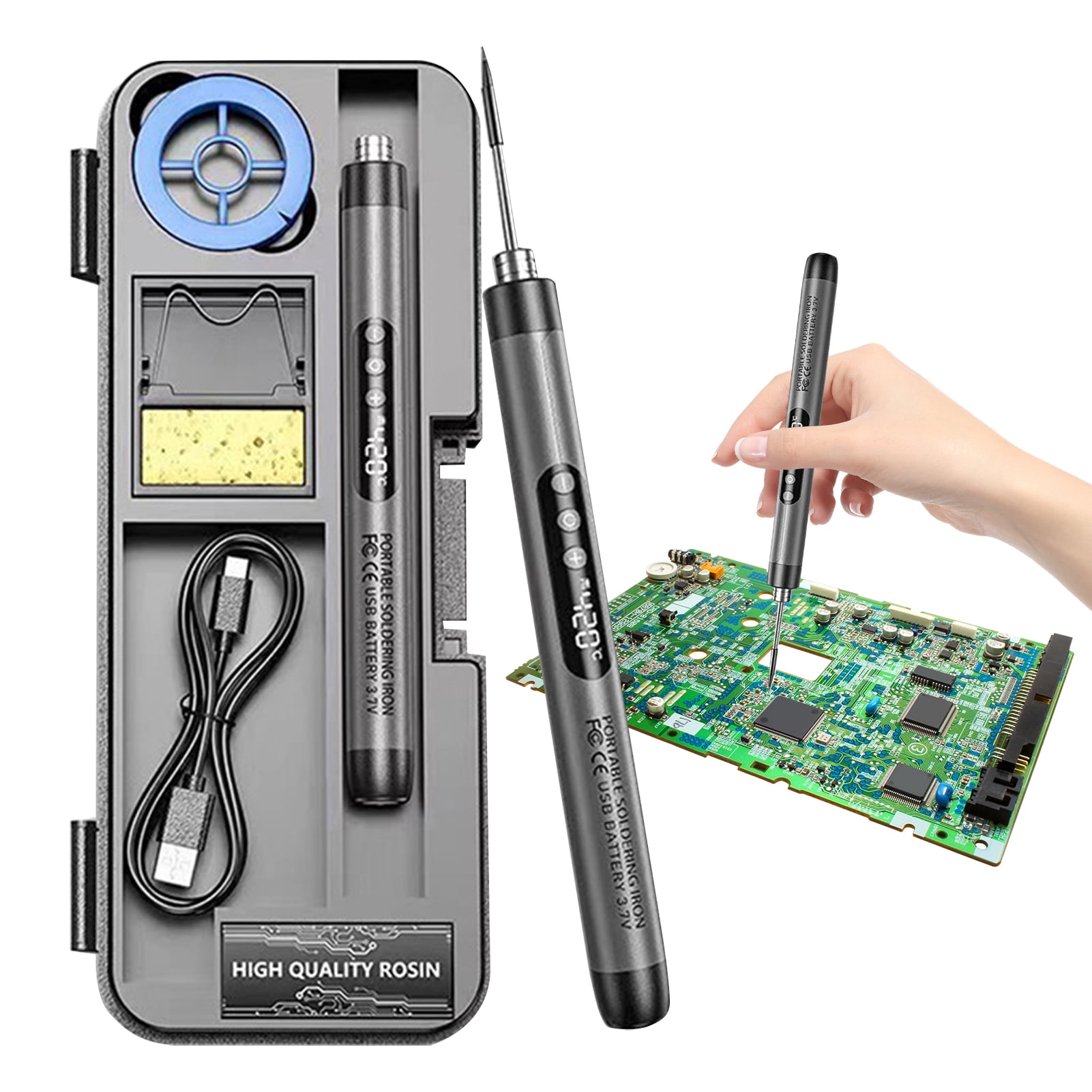 Soldering Iron Pen, 800mAh Portable Solder Iron for Electronics, Digital Display Soldering Iron Kit, Temperature Adjustable Jewelry Soldering Kit for Home