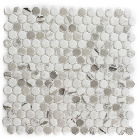 The Tile Life Eterna Penny Alaia Glass Mosaic Floor & Wall Tile, 12 x 12 in, 1-Piece