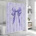 thumbnail image 6 of Purple Bow Shower Curtain, Waterproof Shower Curtains for Bathroom, Cute Bowknot Simple Pure Color Washable Fabric Bathtub Curtain Set Bath Decor with 12 Hooks 72"x78", 6 of 8