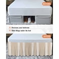 thumbnail image 7 of Beige Striped Wrap Around Bed Skirts for California King Bed 16" Drop,Bed Skirt with Elastic Belt Dust Ruffle Bed Valance Farmhouse Luxurious White Stripes Modern Abstract Art Bed Frame Cover, 7 of 7