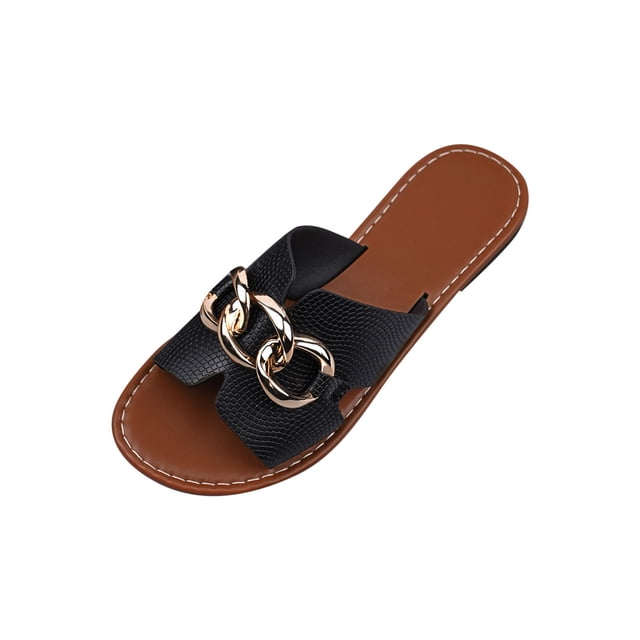 WRKEKC Sandales pour Femmes à Bout Rond, Claquettes de Plage Décontractées Printemps Été, Chaussures d'Extérieur Confortables pour Femmes