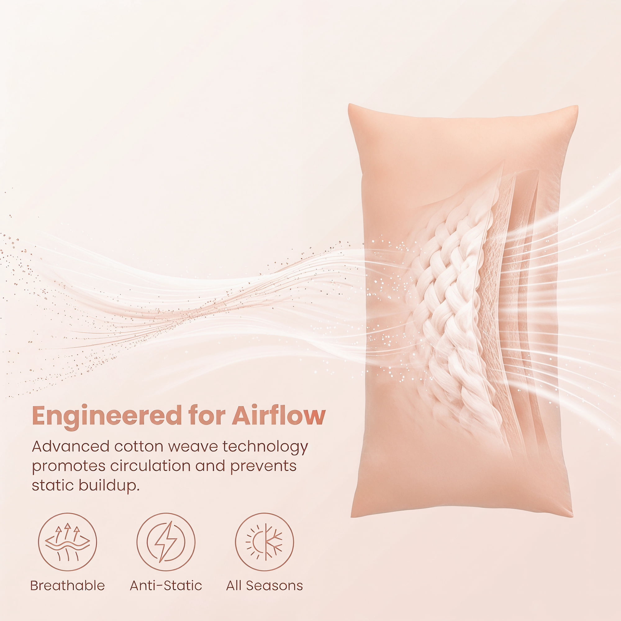 Unique Bargains Breathable Cotton Covers Pillow Protectors with Zipper Standard Size Queen Pink
