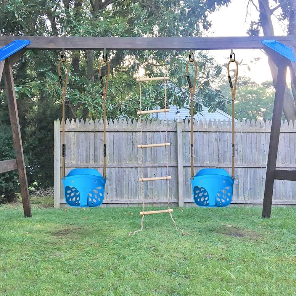 600 LB Weight Capacity Full Bucket Toddler Swing Seat with Adjustable Height Rope from 4.2 to 6.7 FT High Back Bucket Seat Swing for Toddler - Cute Elephant Shape Design