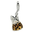 thumbnail image 2 of Amore La Vita Sterling Silver Polished 3-D CZ Black & Tan Enameled Overalls w/Lobster Clasp Charm, 2 of 2