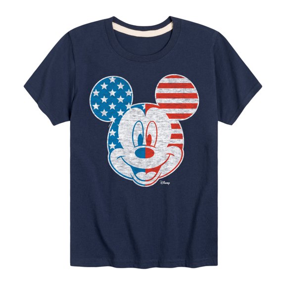Disney - Americana - Mickey Face Stars And Stripes - Toddler And Youth Short Sleeve Graphic T-Shirt