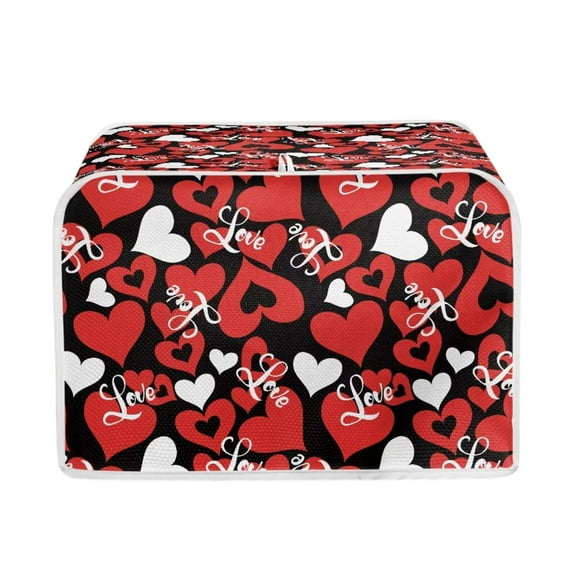 Renewold 2 Slice Wide Slot Toaster Cover for Home Valentine's Day Decorations Love Red Heart Case Protector Toaster Covers Keep off Fingerprints Food Oil Stains