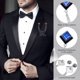 thumbnail image 3 of Uxcell Gem Chain Brooch Pins, Pin de Broche de Cadena Colgante, Insignia de Cristal Cuadrado para Hombres y Mujeres, Camisas, Tuxedo, Bufanda, Tono Plateado (Azul), 3 of 7